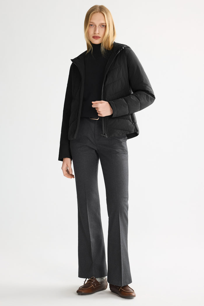 Flattering Quilted Puffer Lightweight Jacket with Hood #color_black