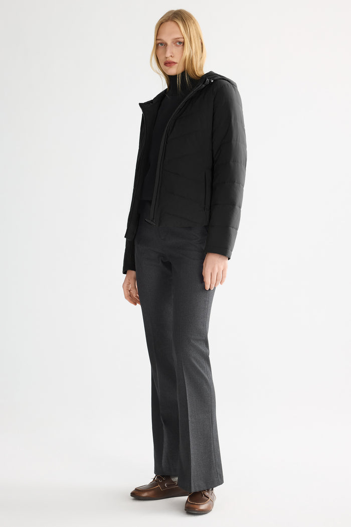 Flattering Quilted Puffer Lightweight Jacket with Hood #color_black