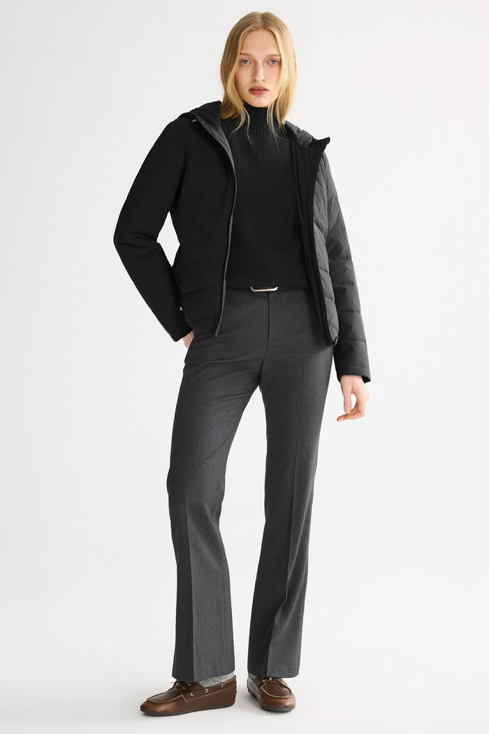 Flattering Quilted Puffer Lightweight Jacket with Hood #color_black