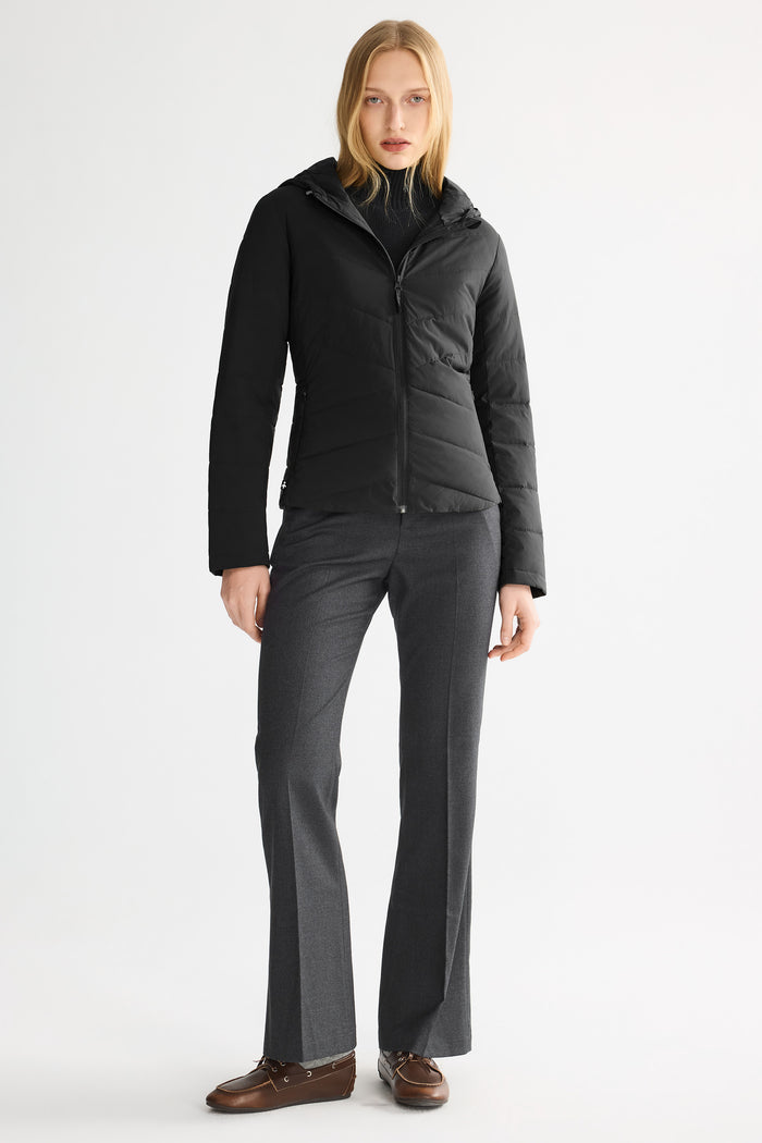 Flattering Quilted Puffer Lightweight Jacket with Hood #color_black