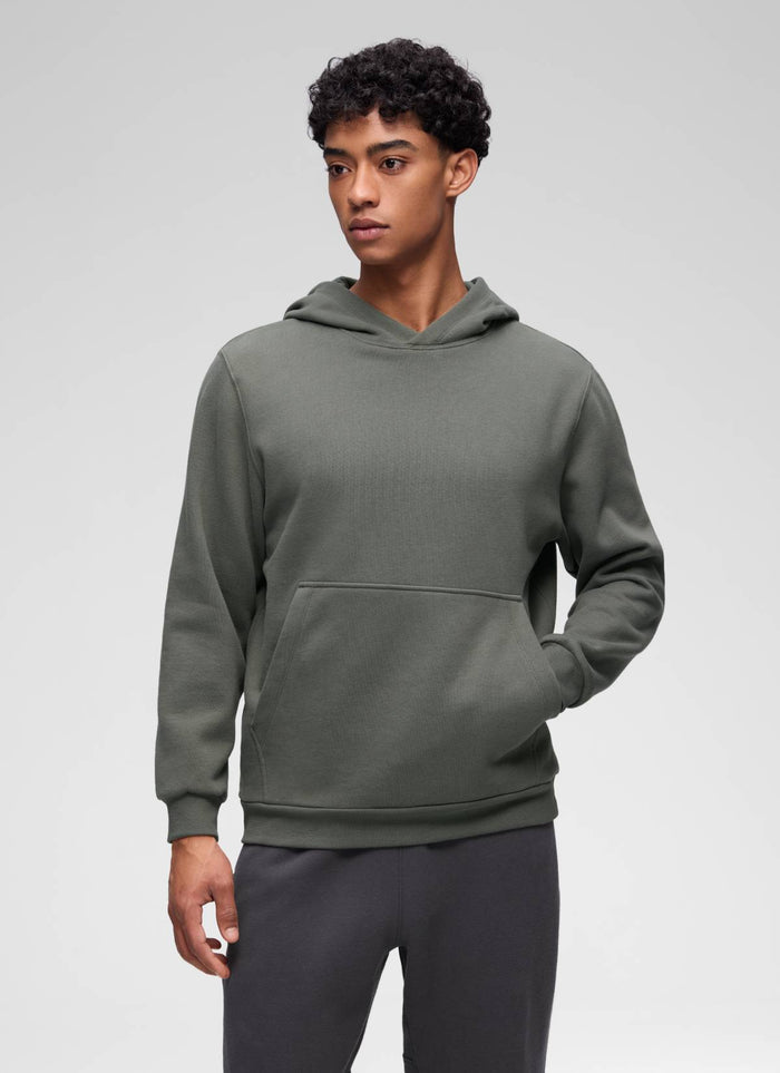 CRZ YOGA Man's Fleece Lined Casual Hooded Neck Pocket Pullover Hoodie Grey Sage