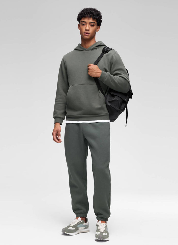 CRZ YOGA Man's Fleece Lined Casual Hooded Neck Pocket Pullover Hoodie Grey Sage