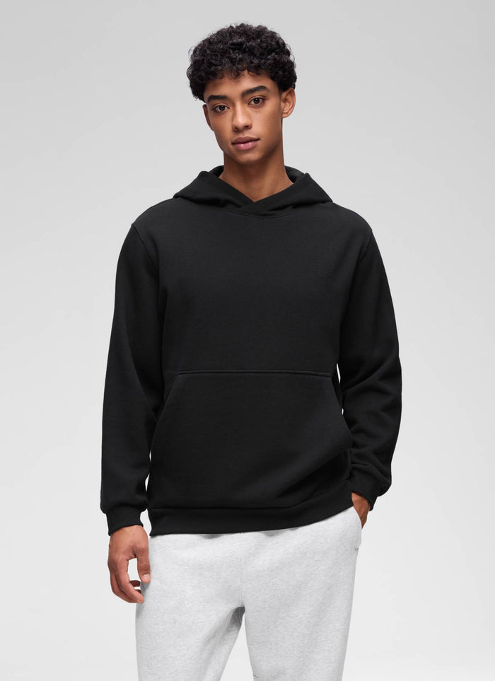 CRZ YOGA Man's Fleece Lined Casual Hooded Neck Pocket Pullover Hoodie Black
