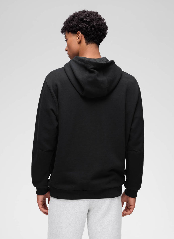 CRZ YOGA Man's Fleece Lined Casual Hooded Neck Pocket Pullover Hoodie Black