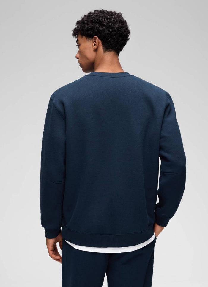 CRZ YOGA Man's Casual Relaxed Fit Fleece Lined Pullover Sweatshirt Ink Blue