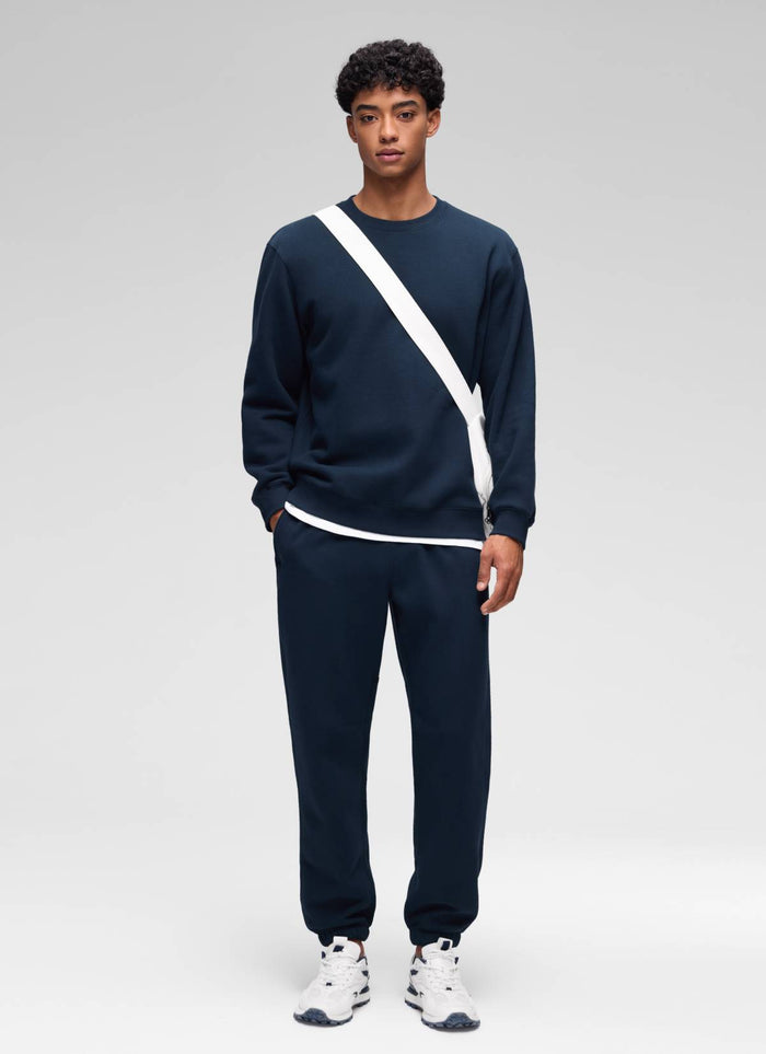 CRZ YOGA Man's Casual Relaxed Fit Fleece Lined Pullover Sweatshirt Ink Blue
