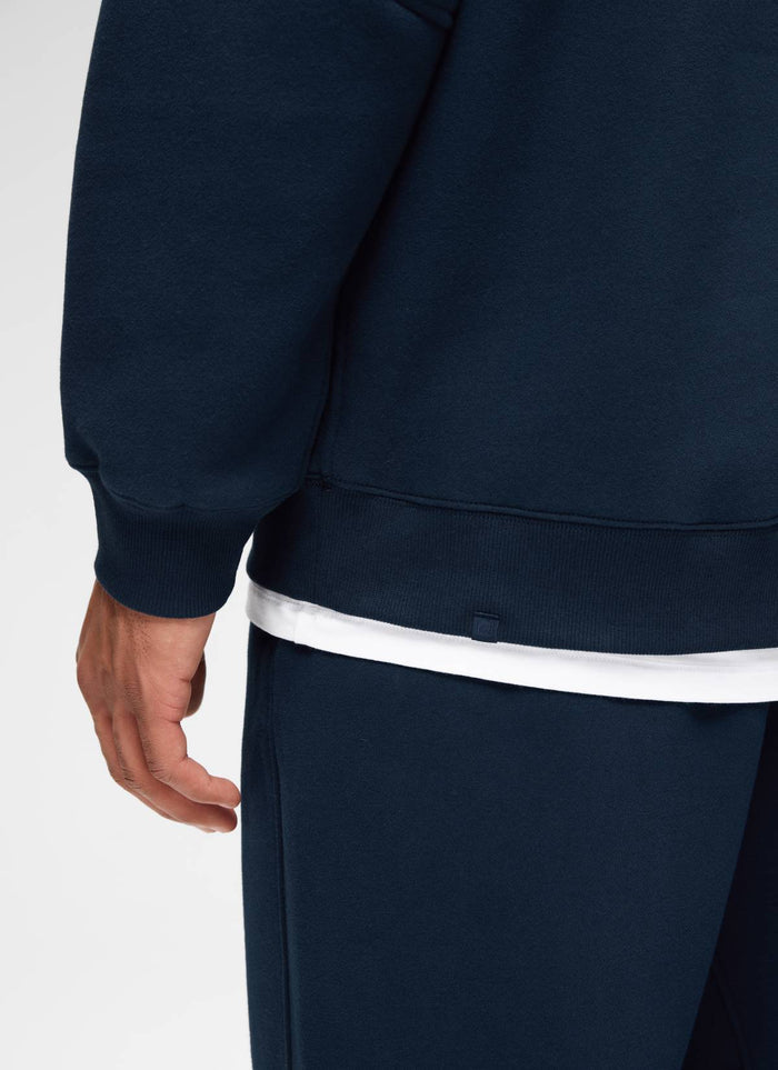 CRZ YOGA Man's Casual Relaxed Fit Fleece Lined Pullover Sweatshirt Ink Blue