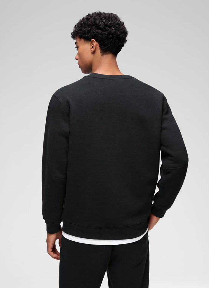 CRZ YOGA Man's Casual Relaxed Fit Fleece Lined Pullover Sweatshirt Black