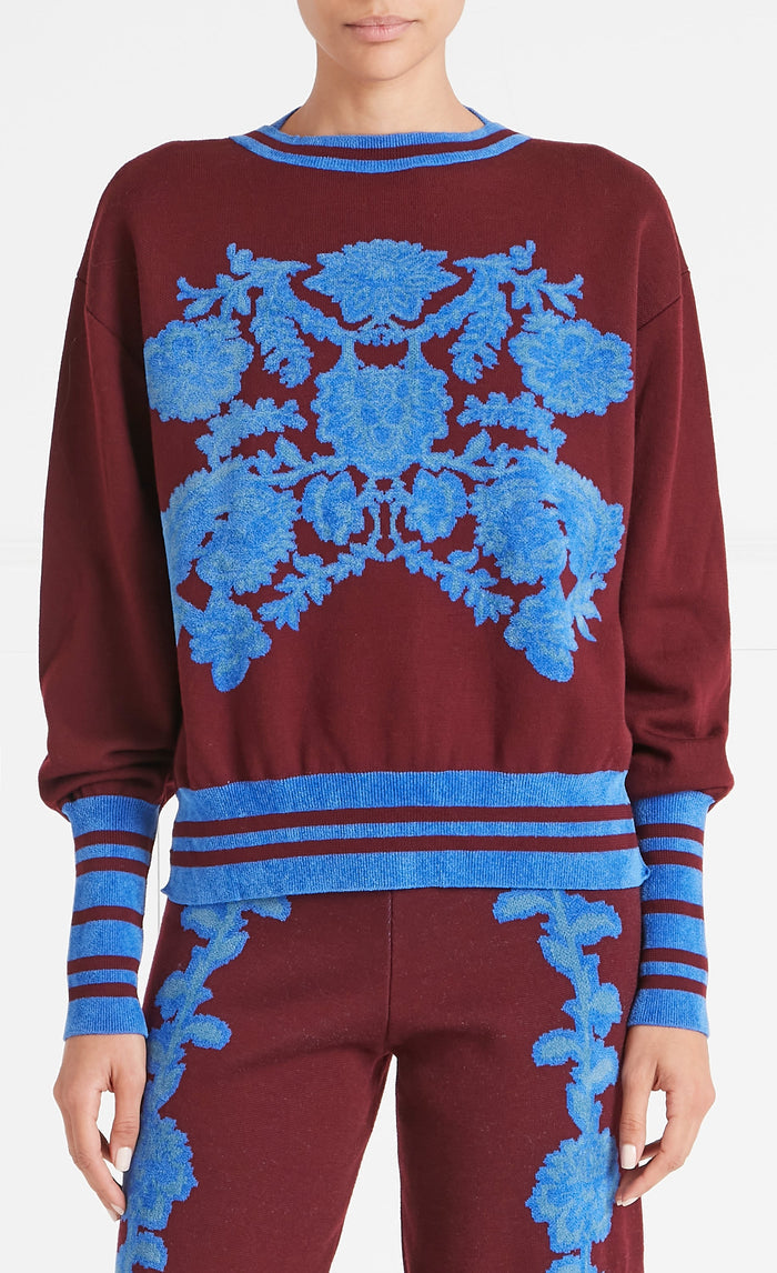Floral Knit Jumper - Dark Amethyst