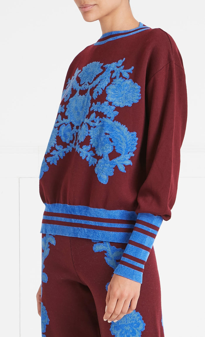 Floral Knit Jumper - Dark Amethyst