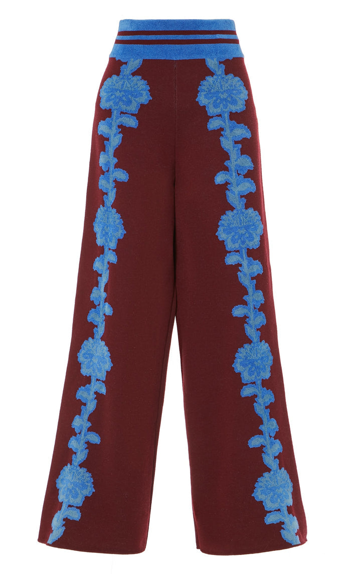 Floral Knit Trousers - Dark Amethyst