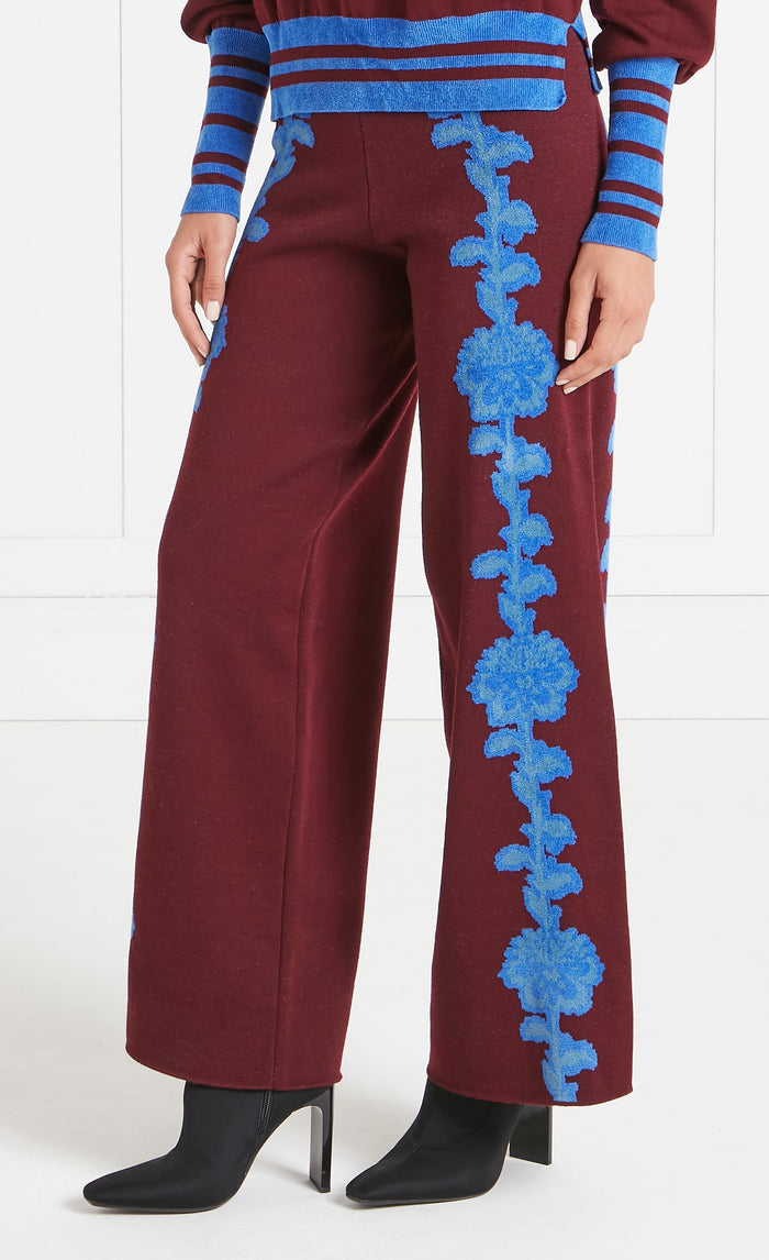 Floral Knit Trousers - Dark Amethyst