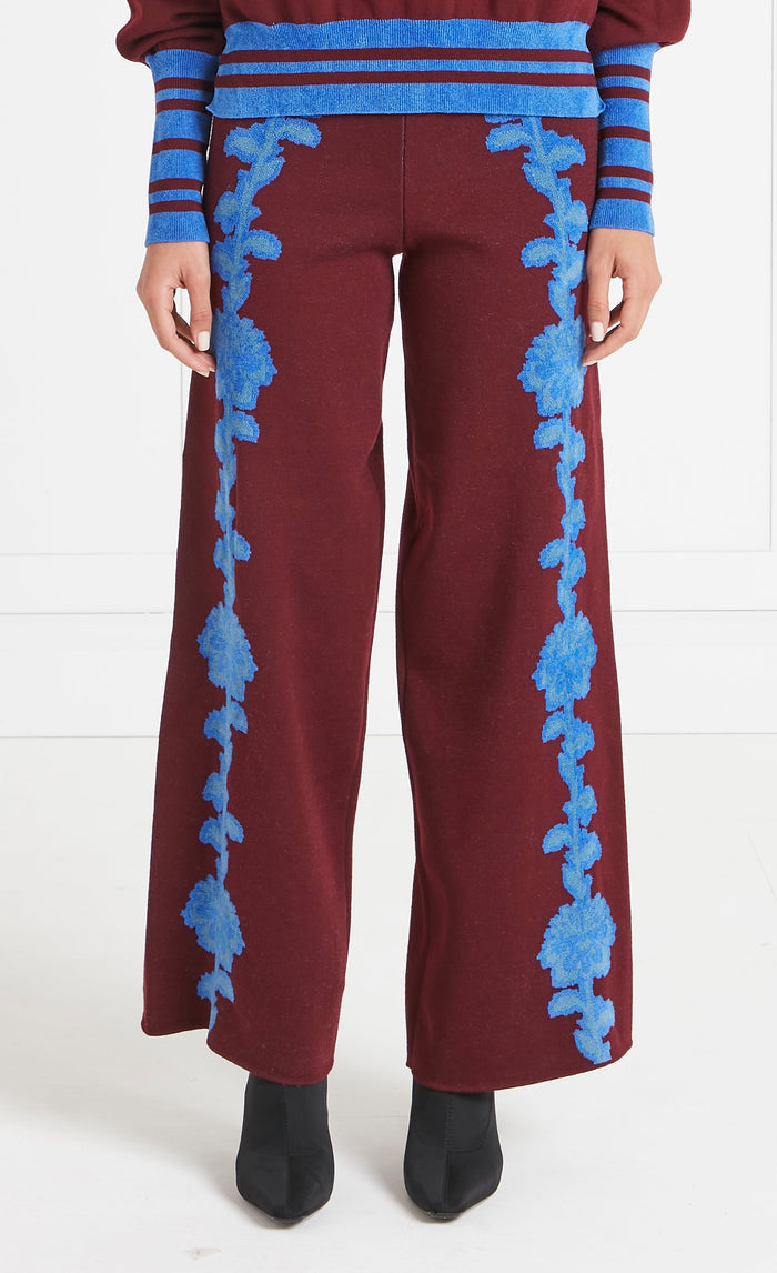 Floral Knit Trousers - Dark Amethyst