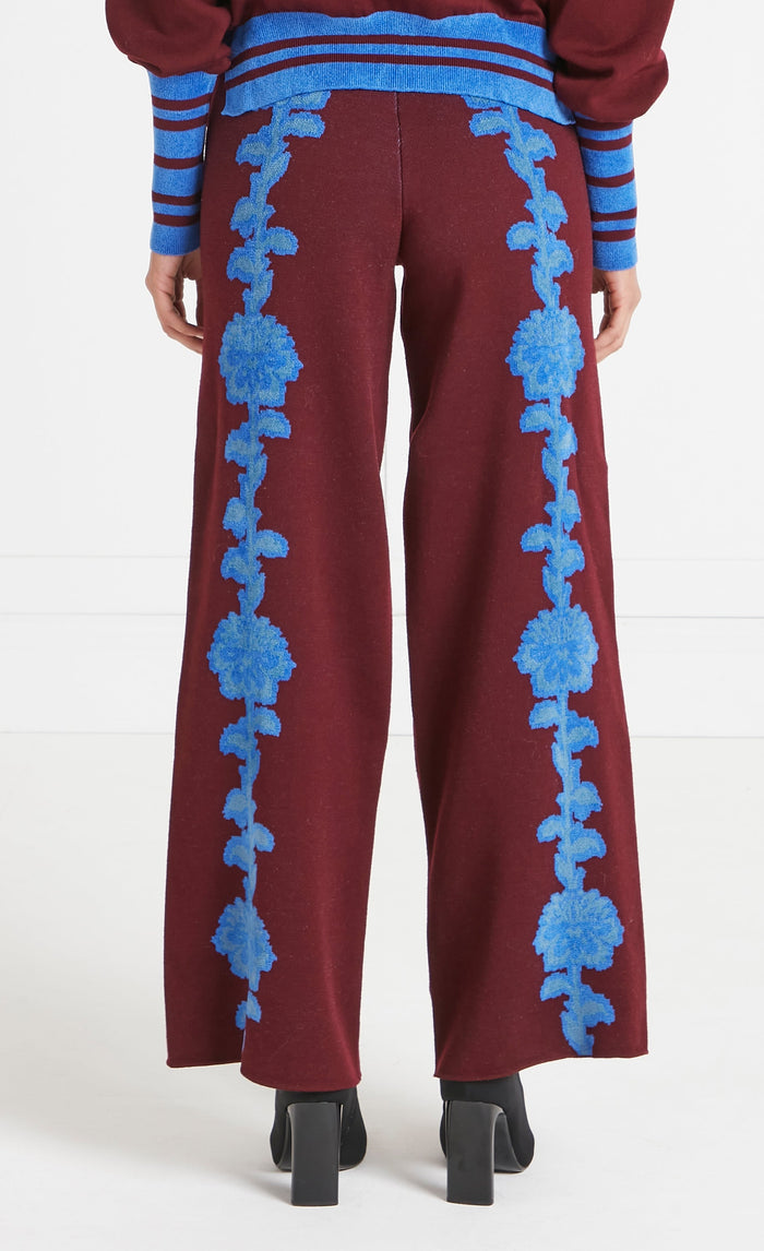 Floral Knit Trousers - Dark Amethyst