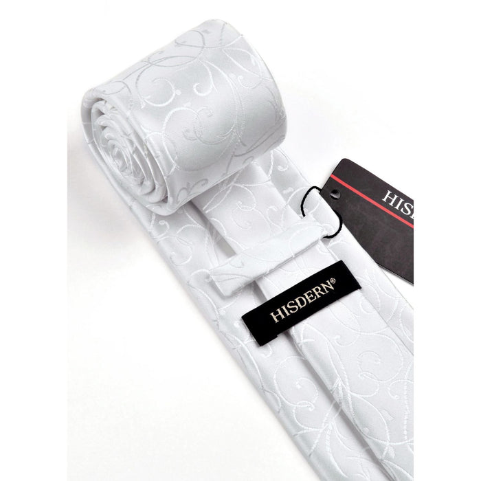 Floral Tie Handkerchief Set - O1-WHITE