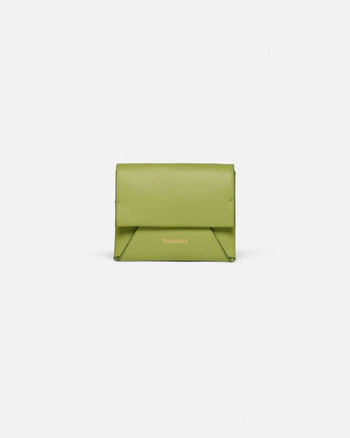 Folded - Leather cardholder - Lime/Moonbeam