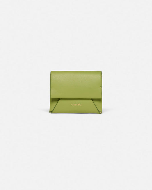 Folded - Leather cardholder - Lime/Moonbeam