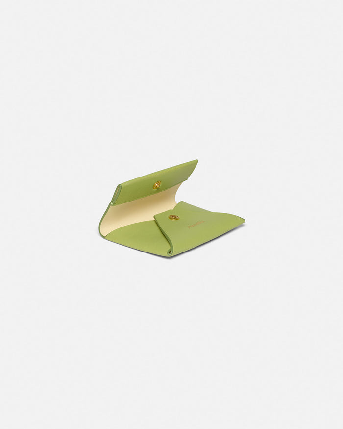 Folded - Leather cardholder - Lime/Moonbeam