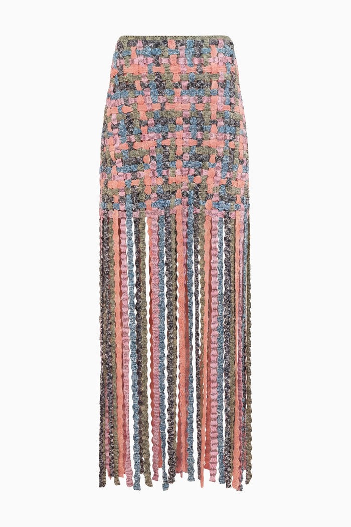 Sunweave Gais Macramé Knit Fringe Skirt, Flat Lay - Space-Dyed Basketweave | Ulla Johnson