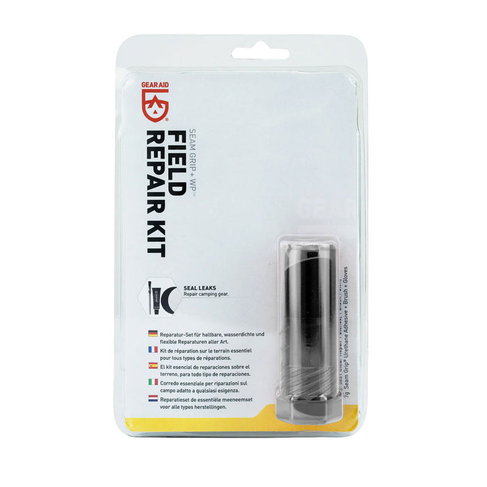 Front packaging of Gear Aids Seam Grip waterproof field repair kit