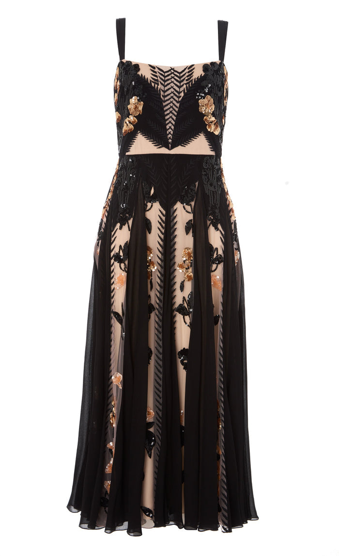 Gilded Strappy Dress - Almond
