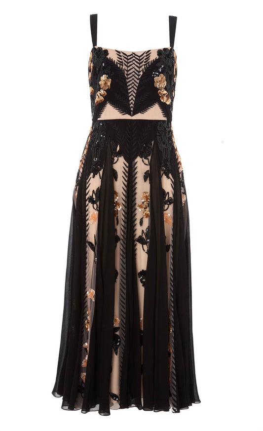Gilded Strappy Dress - Almond