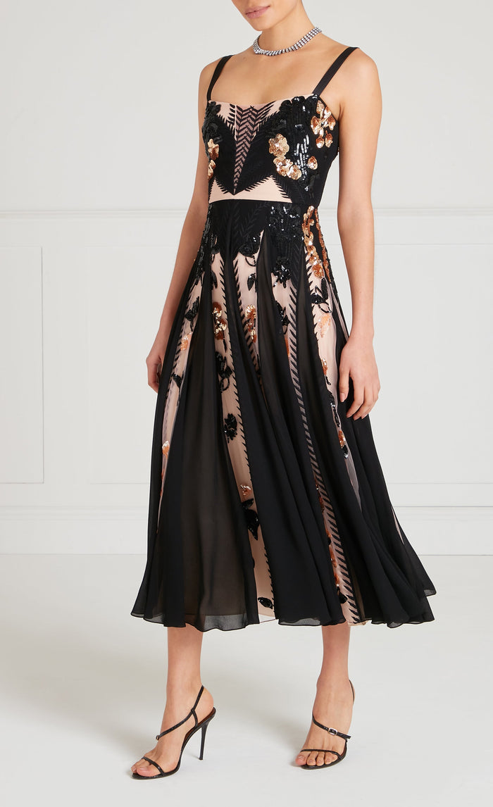 Gilded Strappy Dress - Almond