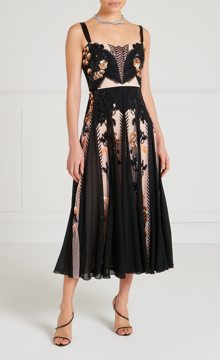 Gilded Strappy Dress - Almond