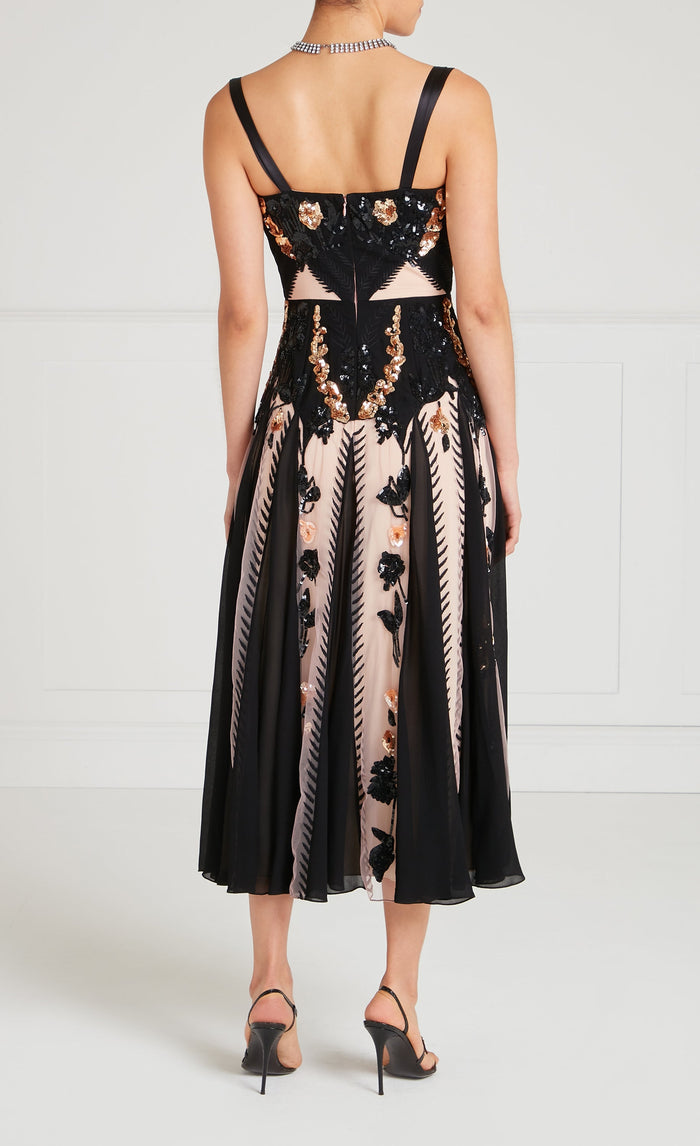 Gilded Strappy Dress - Almond