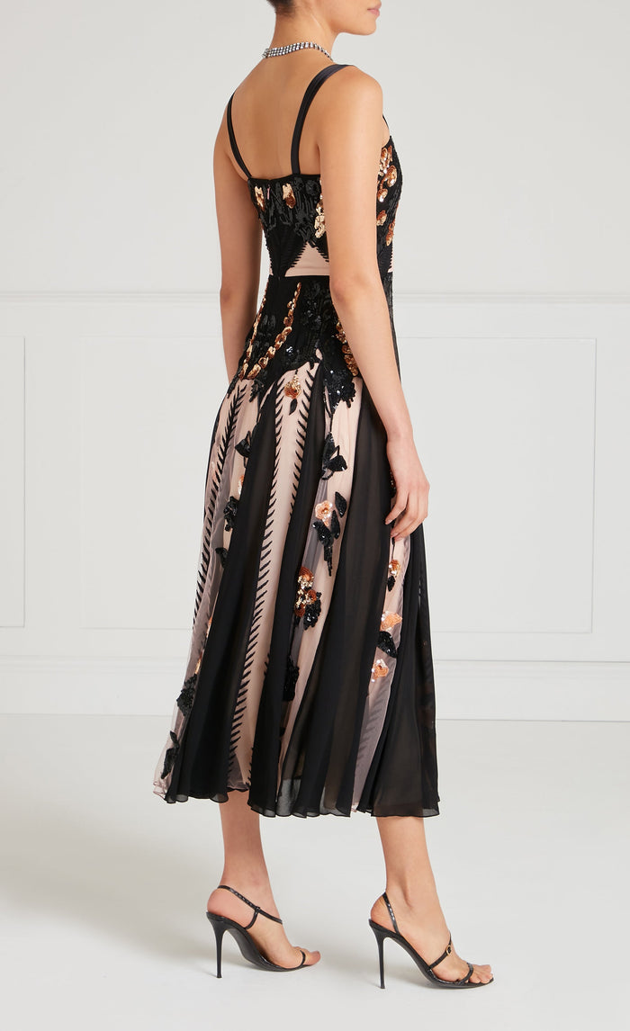 Gilded Strappy Dress - Almond