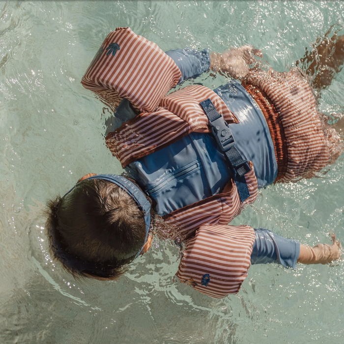 Gilet de natation avec brassards | Rayures marron