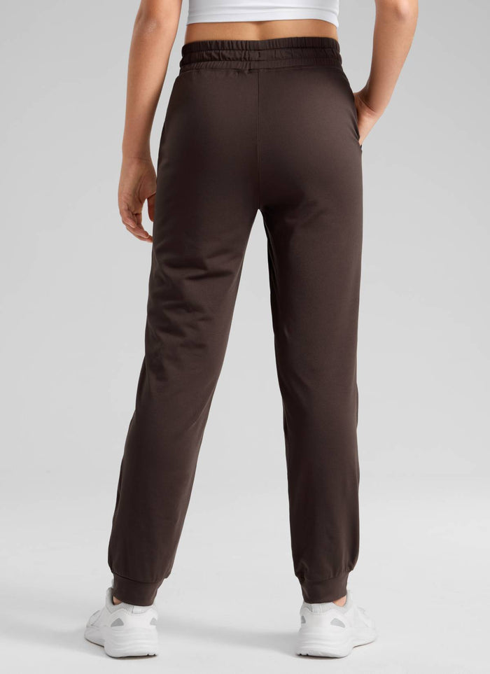 CRZ YOGA Girl's Cloud Jersey Casual Mid Rise Drawstring Pocket Jogger Hot Fudge Brown