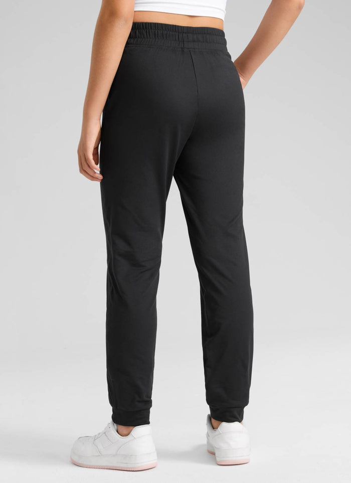 CRZ YOGA Girl's Cloud Jersey Casual Mid Rise Drawstring Pocket Jogger Black