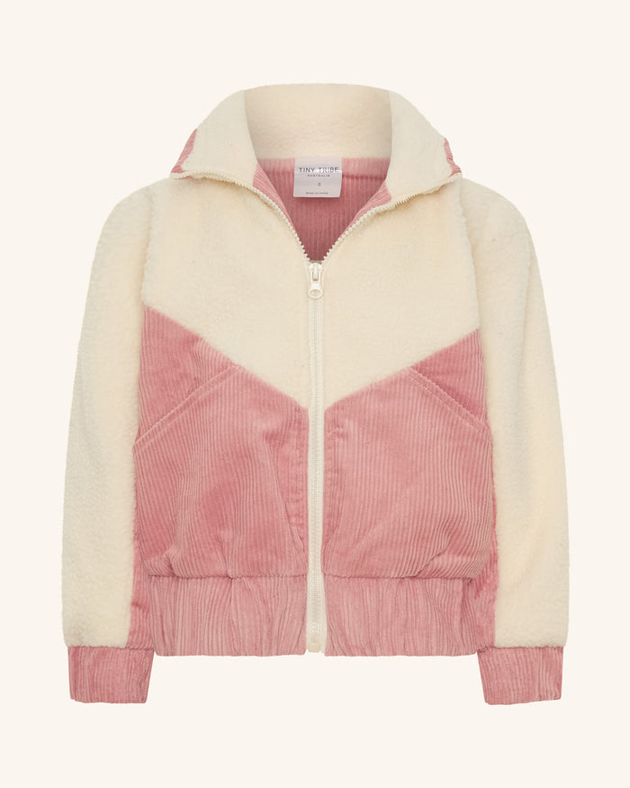 Girls Corduroy Sherpa Zip Jacket - Wee Bee Baby Boutique