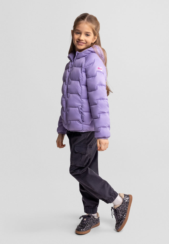 Lightweight Puffer Jacket, Lilac, Hooded - 1