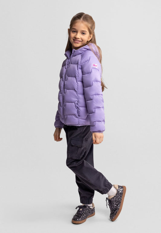 Lightweight Puffer Jacket, Lilac, Hooded - 1
