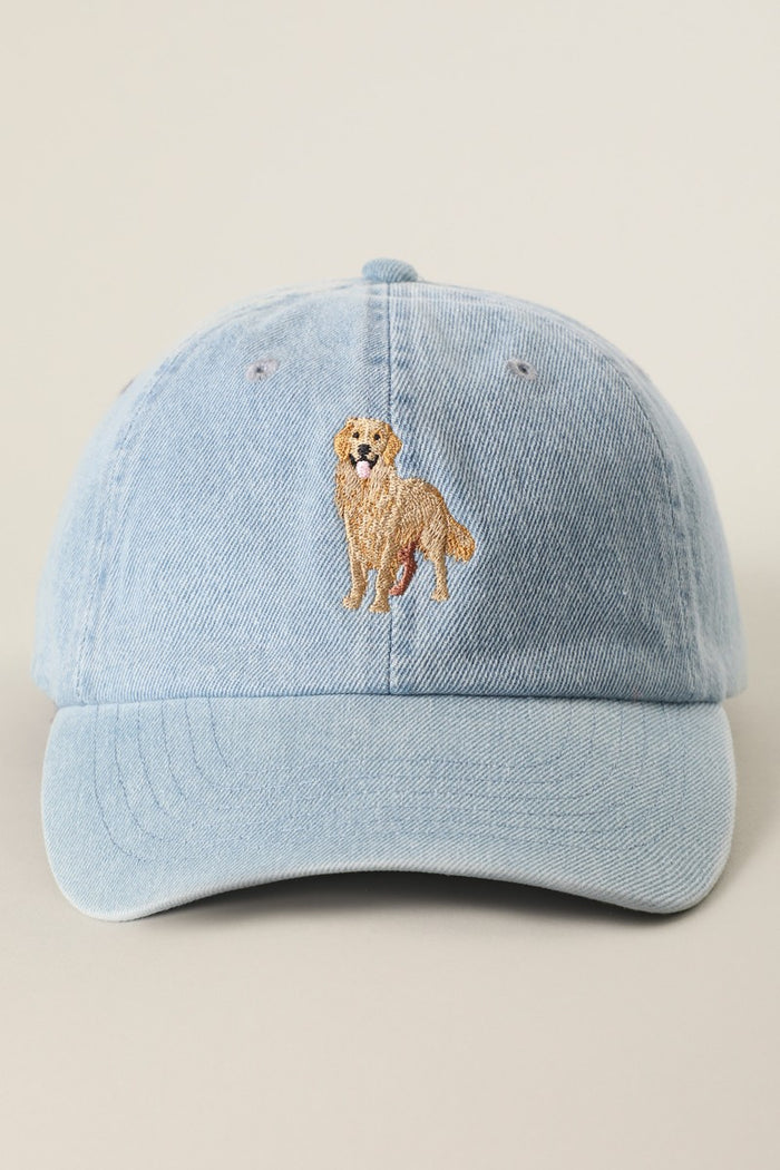 Golden Retriever Embroidered Denim Baseball Cap