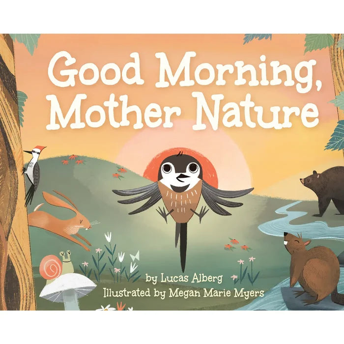 Good Morning Mother Nature board book cover showing a sunrise scene with woodland animals