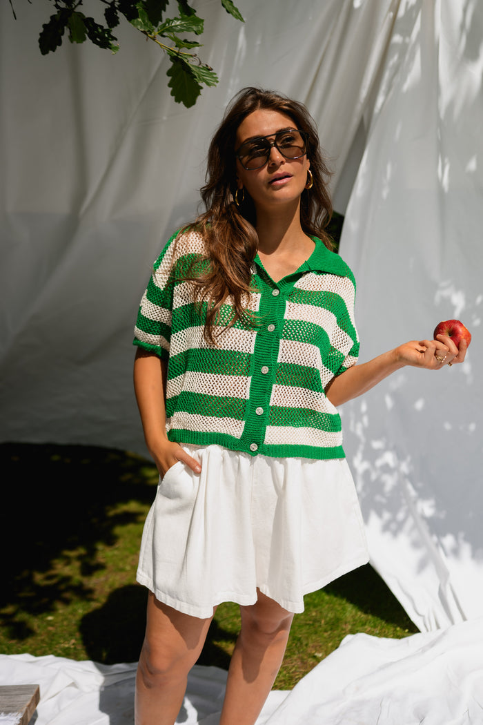Green Striped Armelle Polo