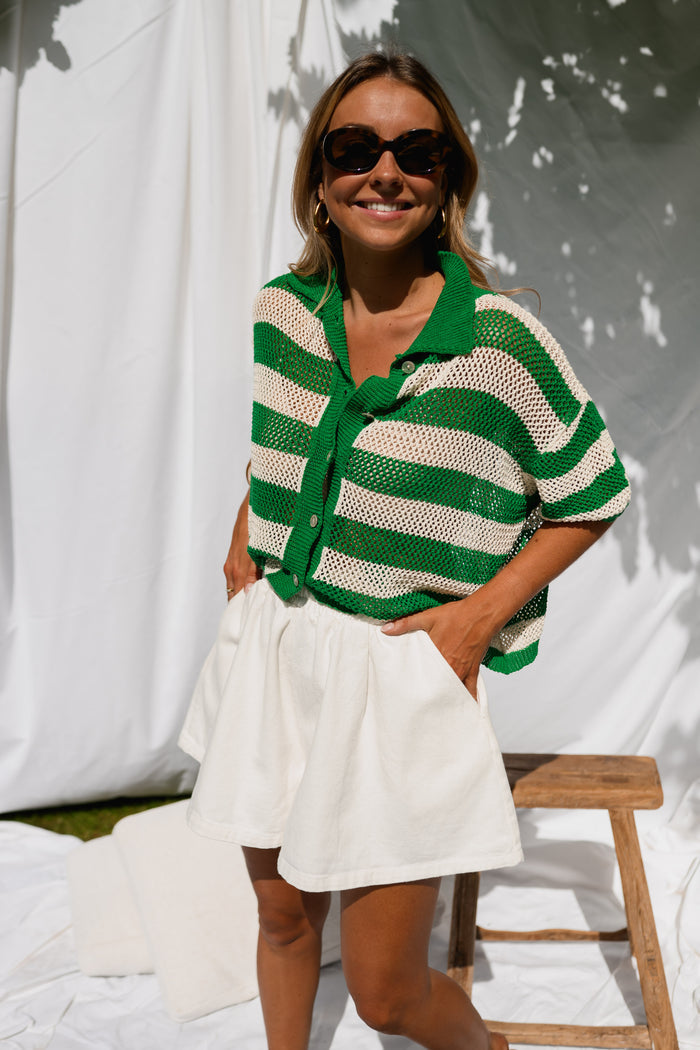 Green Striped Armelle Polo