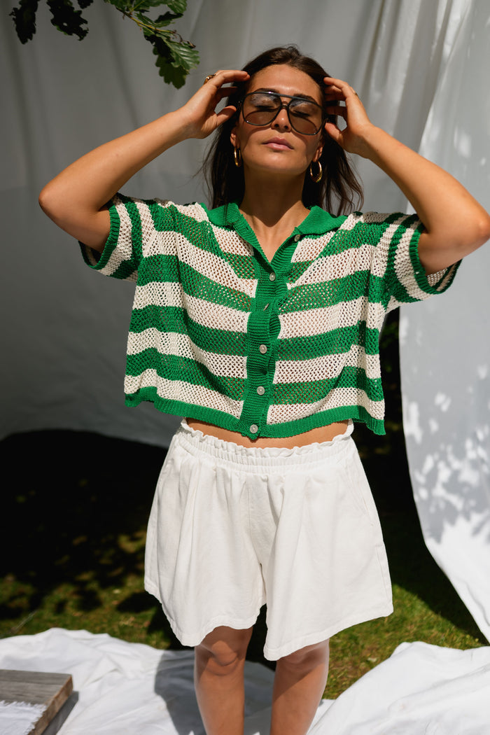 Green Striped Armelle Polo