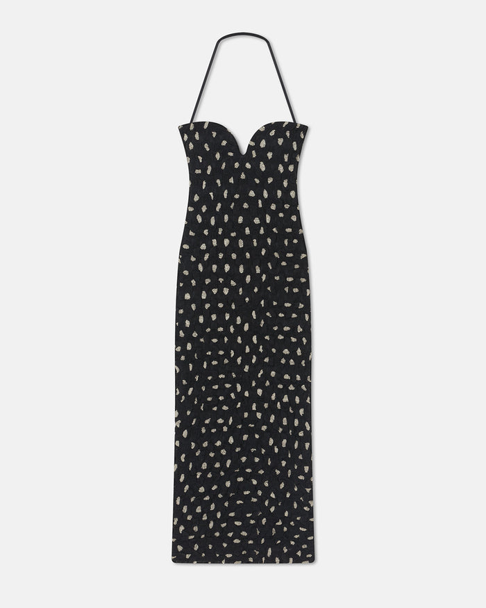Haylen - Seersucker Tech Chiffon Midi Dress - Polka