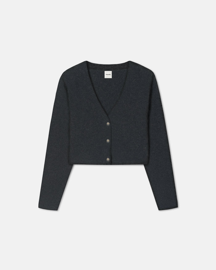 Henny - Brushed cashmere cardigan - Black