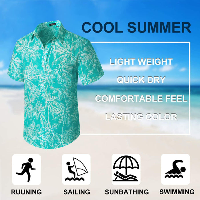 Hawaiian Tropical Shirts with Pocket - A-AQUA