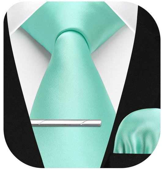 Solid Tie Handkerchief Clip - AQUA-1
