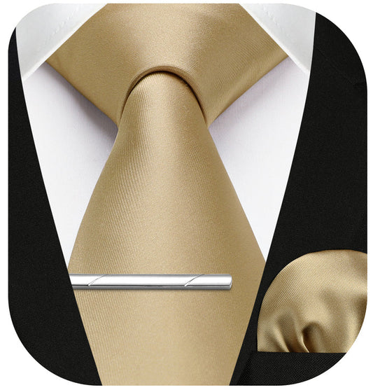 Solid Tie Handkerchief Clip - BEIGE