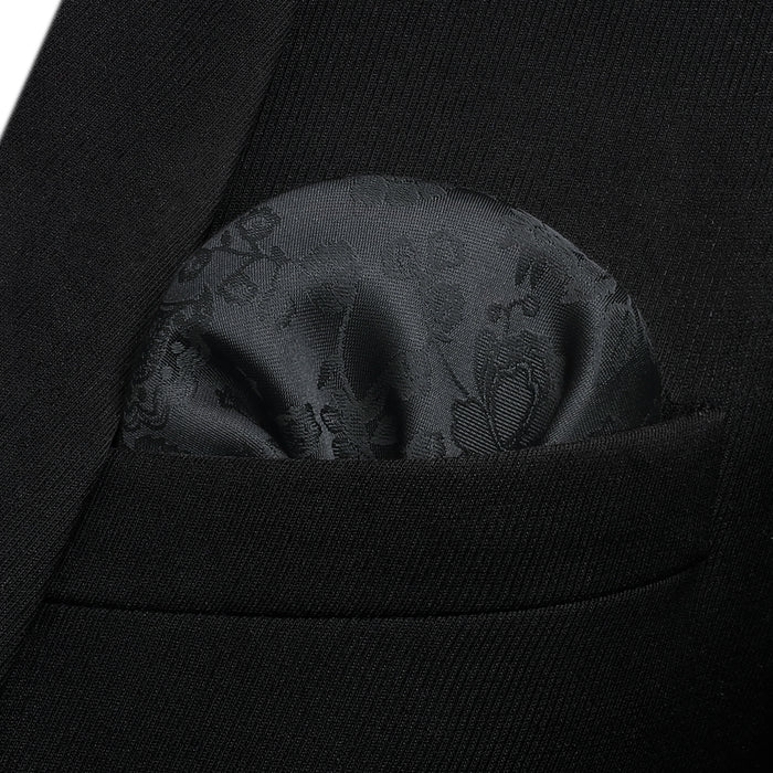 Floral Bow Tie & Pocket Square - BLACK