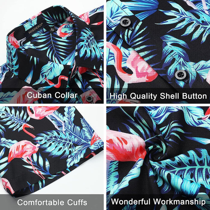 Hawaiian Tropical Shirts with Pocket - Z2-BLACK GREEN