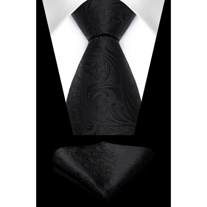 Paisley Tie Handkerchief Set - 02A-BLACK-2