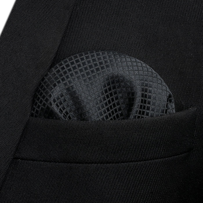 Plaid Bow Tie & Pocket Square Sets - BLACK